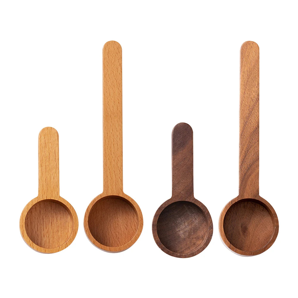 Retro Wooden Coffee Spoon Natural Wood Coffee Bead Scoop Spoons Sugar Spice Powder Kitchen Gadget Coffee Accessories