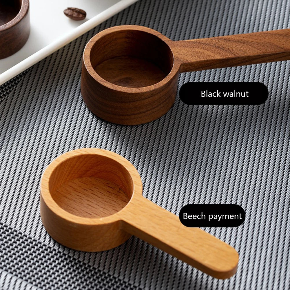 Retro Wooden Coffee Spoon Natural Wood Coffee Bead Scoop Spoons Sugar Spice Powder Kitchen Gadget Coffee Accessories