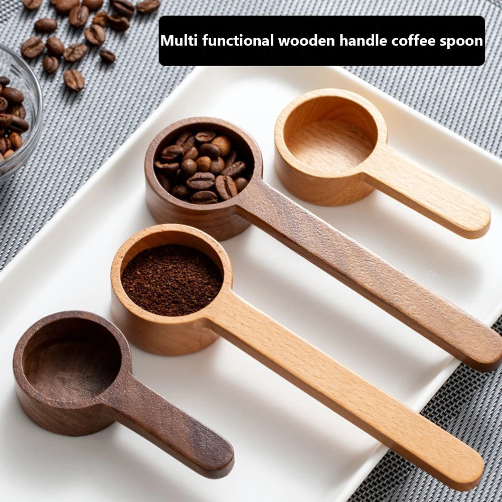 Retro Wooden Coffee Spoon Natural Wood Coffee Bead Scoop Spoons Sugar Spice Powder Kitchen Gadget Coffee Accessories